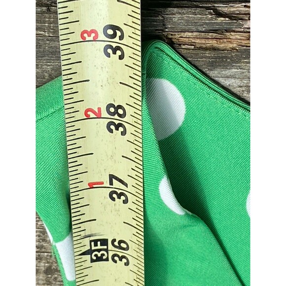 ROZ & ALI Women Sz 16 Green Dress White Polka Dot Wide Spandex Belt Sleeveless - Picture 15 of 16